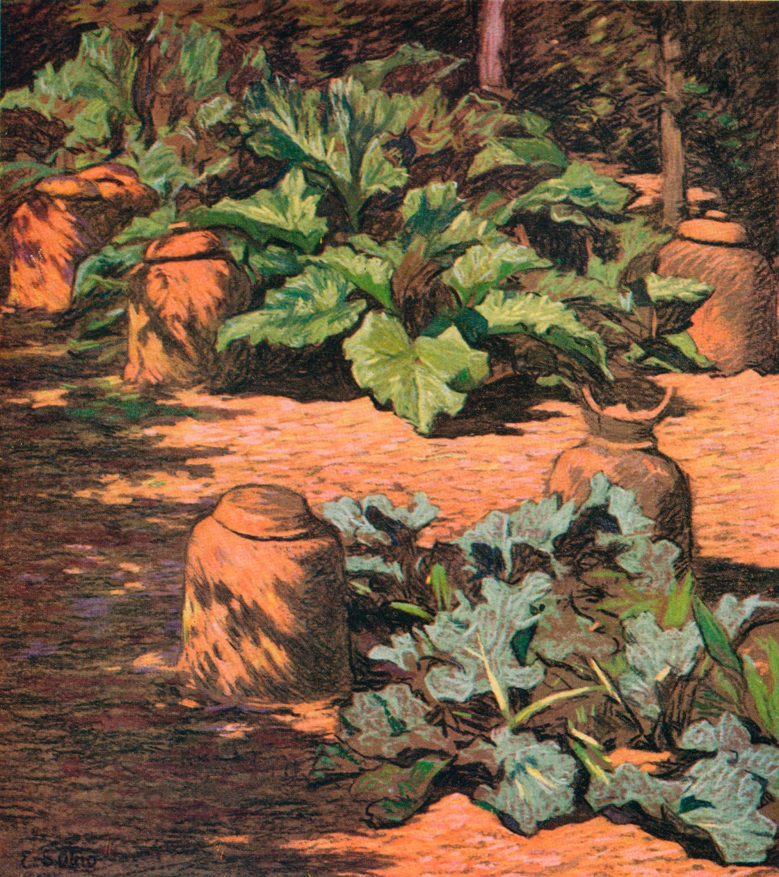Ruibarbo e Seakale, c1927 de Esther Sutro