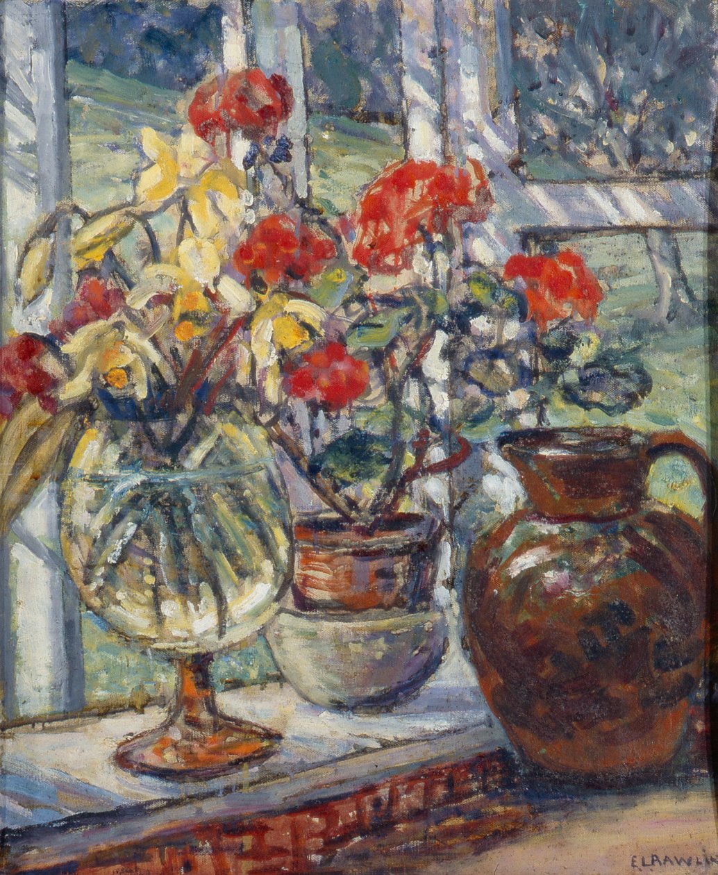Gerânios (óleo sobre tela) de Ethel Louise Rawlins