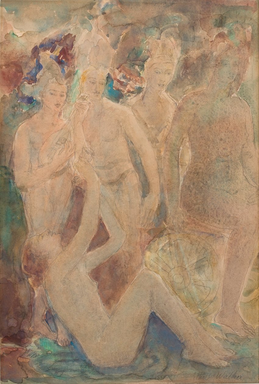 A Passagem da Noite, c. 1924 (aguarela e lápis sobre papel) de Ethel Walker