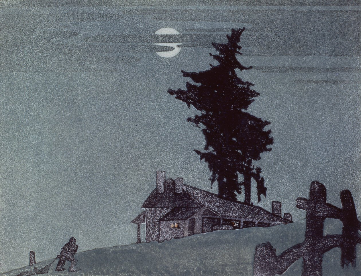 A herdade, 1937 (linogravura) de Ethleen Palmer
