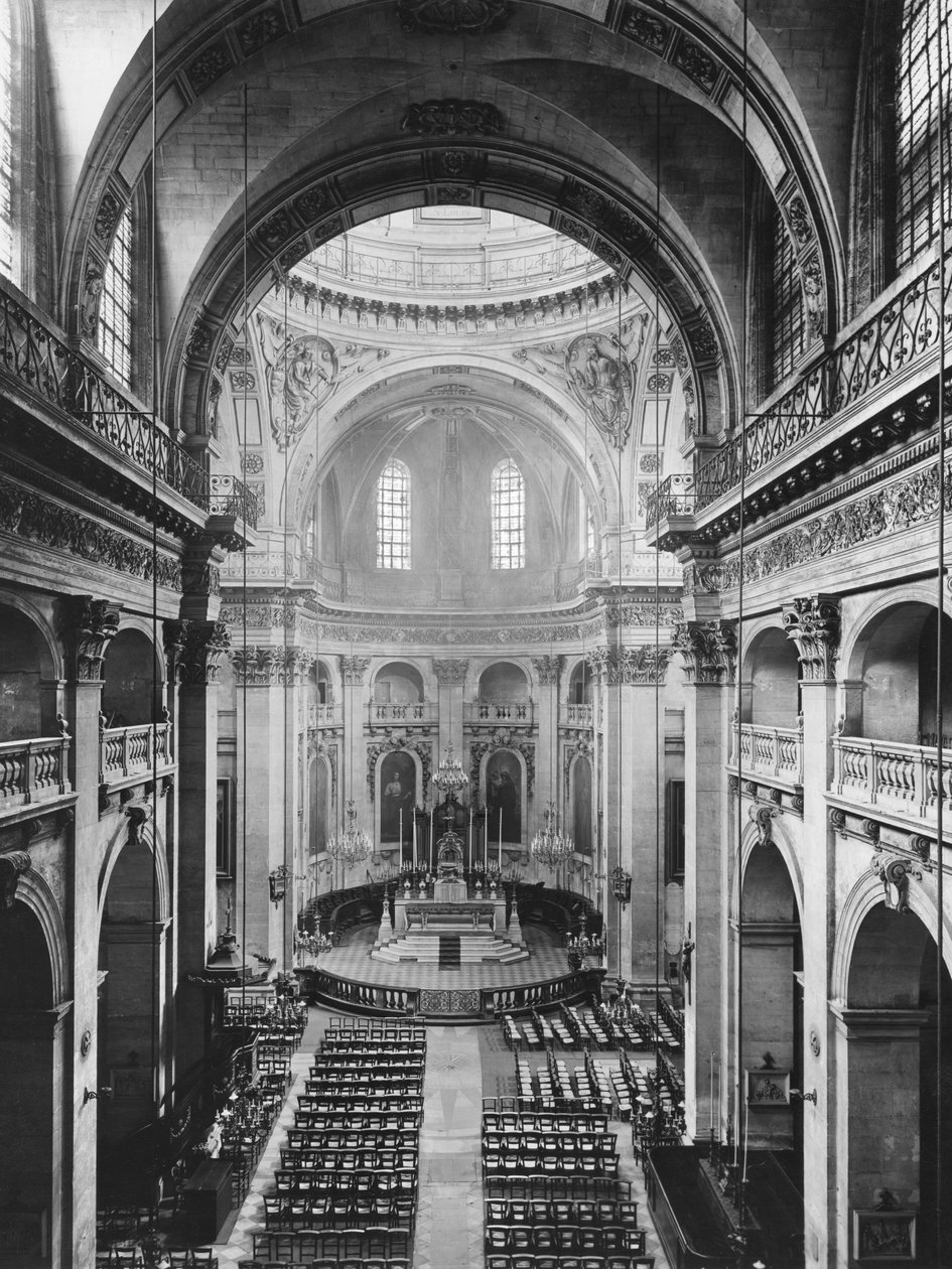 Vista interior, de, a, nave, de, a, igreja saint-paul-saint-louis, visto, de, a, órgão, 1627-41 de Etienne and Derand, F. Martellange