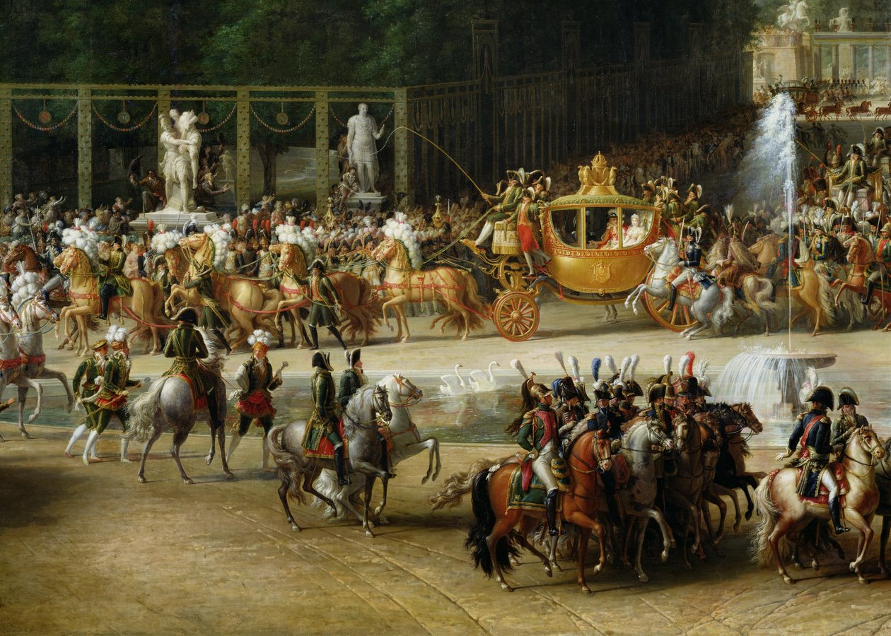 A entrada de Napoleão (1769-1821) e Marie-Louise (1791-1847) no Jardim das Tulherias, no dia do seu casamento, 2 de abril de 1810 (detalhe) (ver também 19847 e 335481) de Etienne Barthelemy Garnier