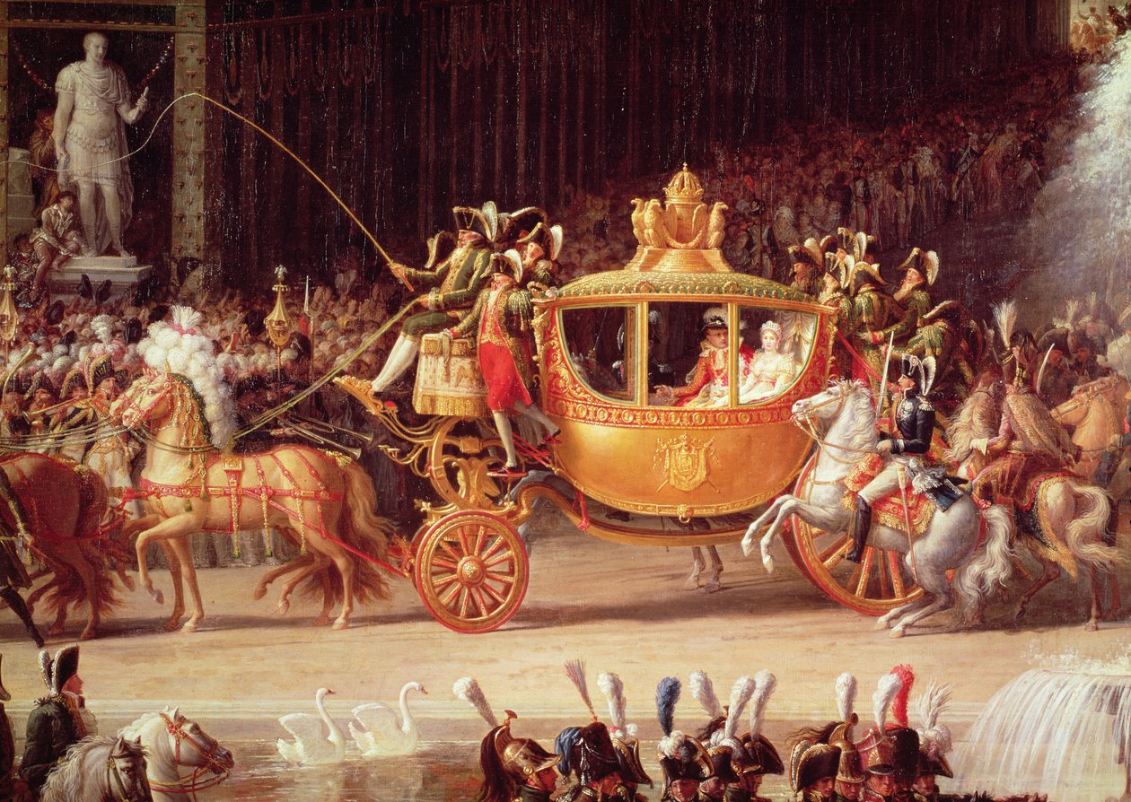 A entrada de Napoleão (1769-1821) e Marie-Louise (1791-1847) no Jardim das Tulherias, no dia do seu casamento, 2 de abril de 1810, detalhe da carruagem, 1810 (ver também 155379 e 3 de Etienne Barthelemy Garnier