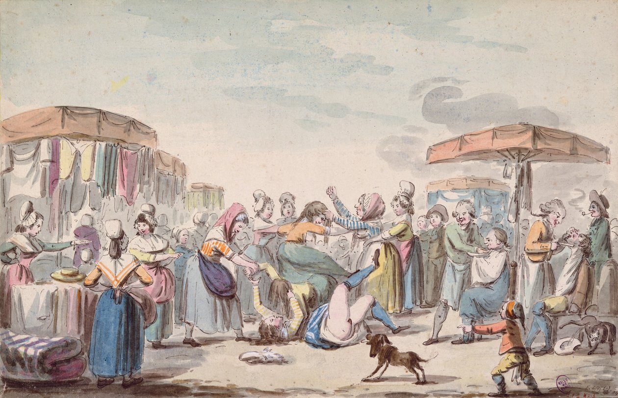 Feira durante o período da Revolução Francesa, c.1789 de Etienne Bericourt