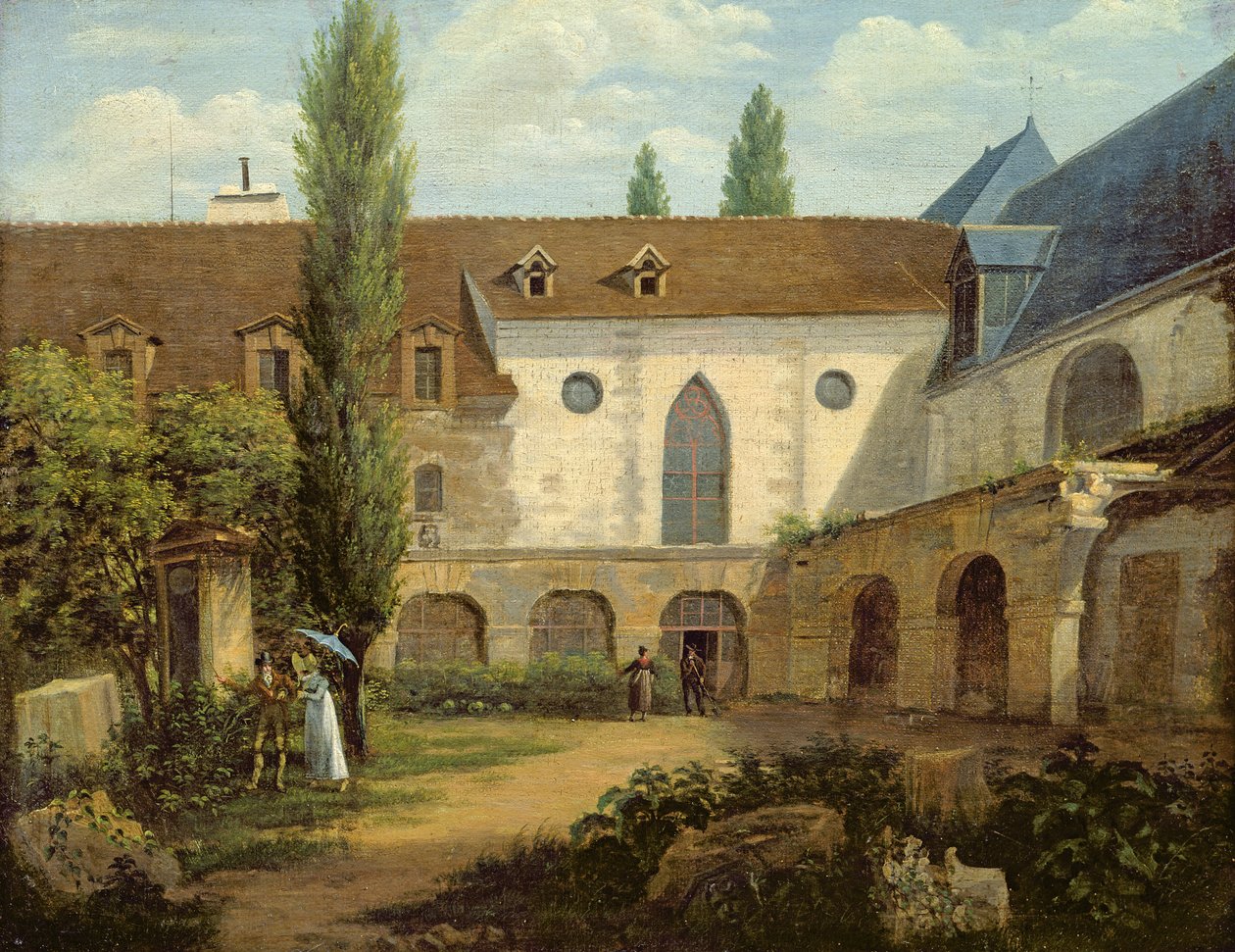 O pátio do convento de Petits-Augustins a Paris, c.1818 de Etienne Bouhot