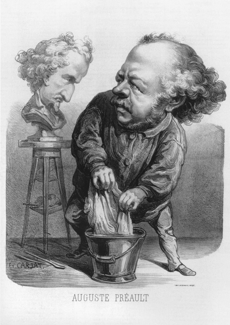 Auguste Preault (1809-79), caricatura de &39;The Boulevard&39;, 1862 de Etienne Carjat