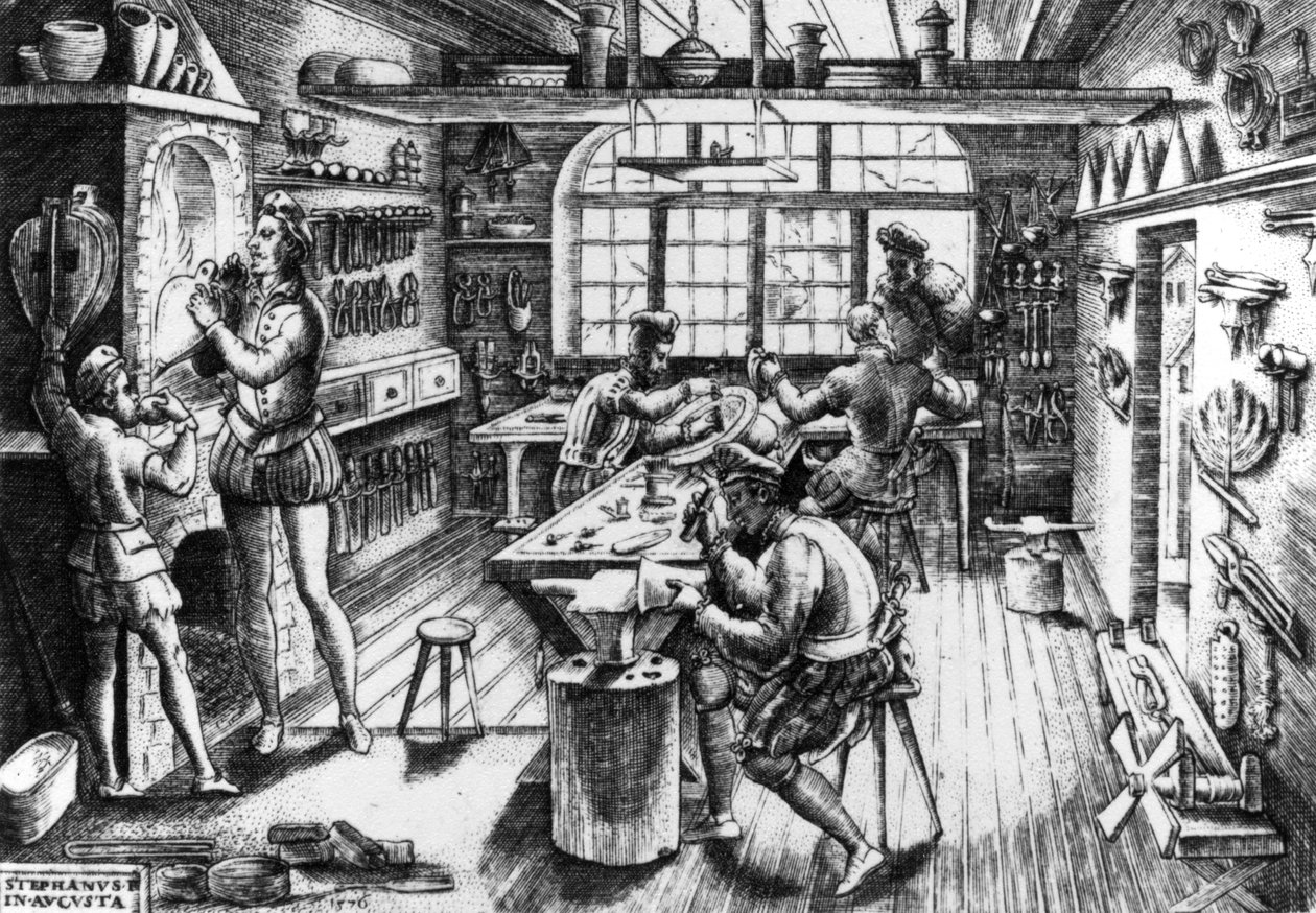 Oficina de ourivesaria, 1576 de Etienne Delaune
