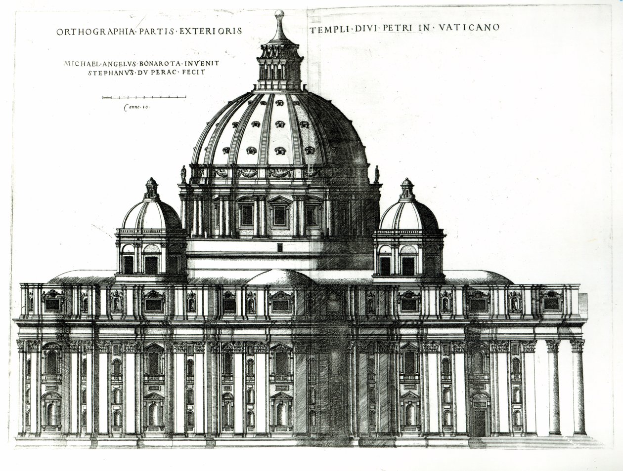 O exterior do St. Basílica de São Pedro, em Roma, a partir da Spelling externa parte (und) do templo interior de São Pedro, no Vaticano, c.1577 de Etienne Duperac