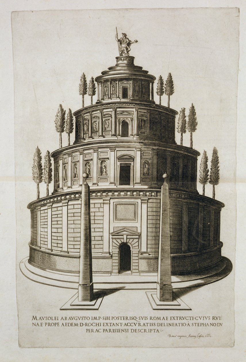 O Mausoléu de Augusto e sua família em Roma, gravada por Antoine Lafrery (1512-1577) 1575 de Etienne Duperac