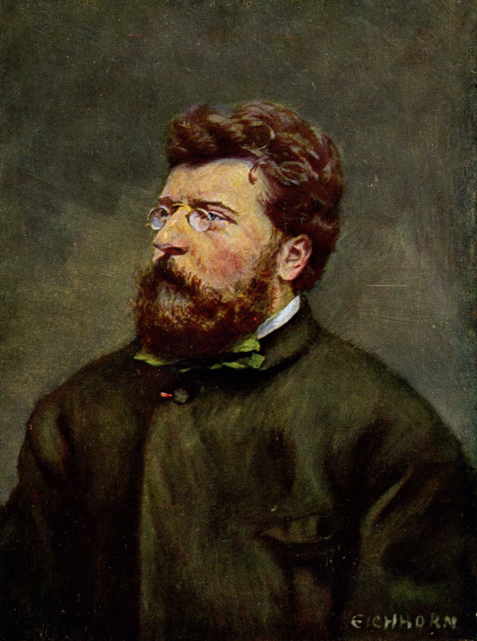 Música. O compositor francês Georges Bizet. Ilustração de Georges Bizet, Áustria, c.1900 (postal) de Etienne (after) Carjat