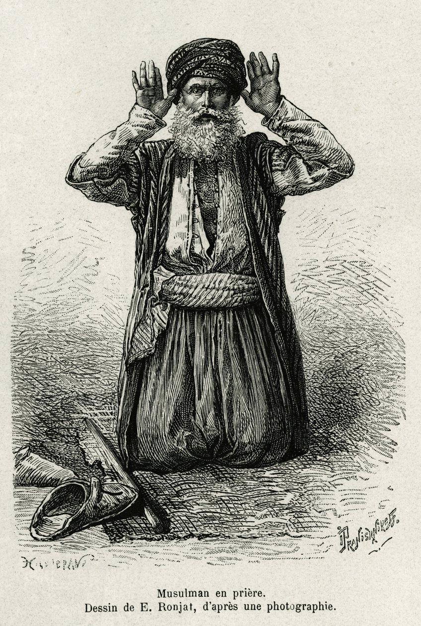Orações muçulmanas. Gravura de E.Ronjat, para ilustrar La Syria d
