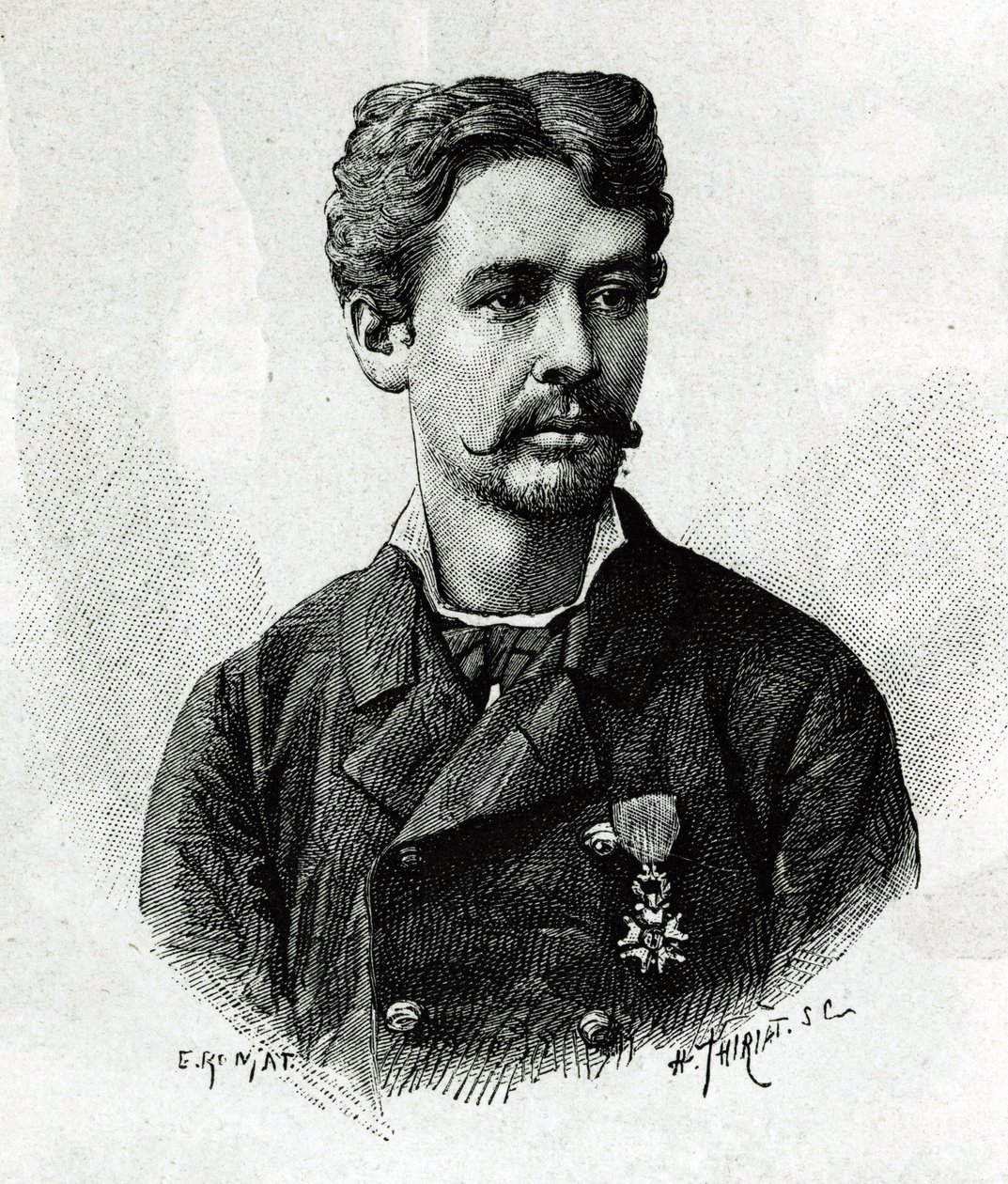 Retrato do Doutor Tautain, durante a expedição a África 1879-1882, sob o comando de Gallieni. Gravura de E. Ronjat, a partir de uma fotografia, para ilustrar a história "Exploração do Haut Niger" (Haut Niger), do Comandante Joseph Gallien. de Etienne Antoine Eugene Ronjat