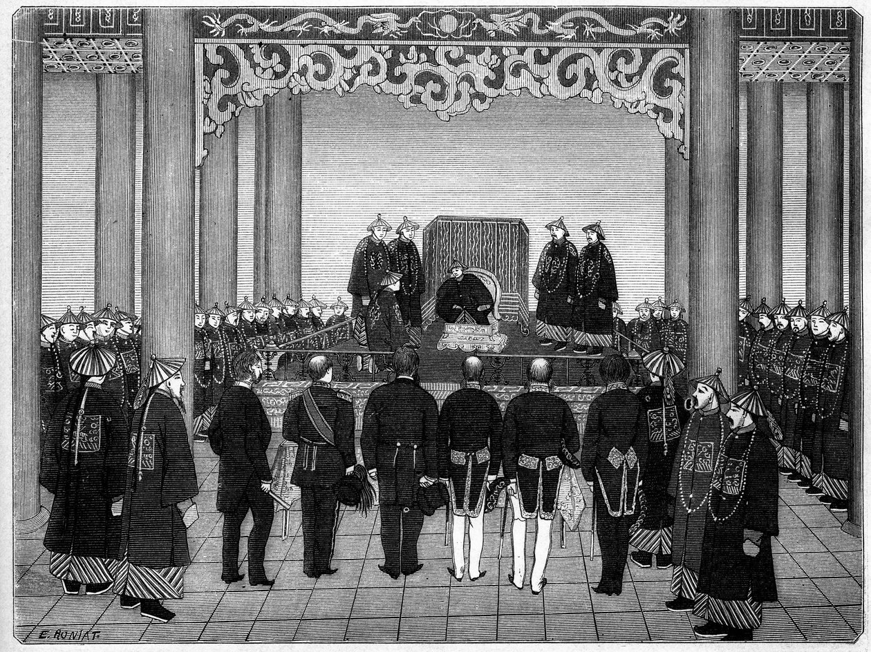 Recepção de um corpo diplomático estrangeiro pelo Imperador da China, 29 de junho de Etienne Antoine Eugene Ronjat