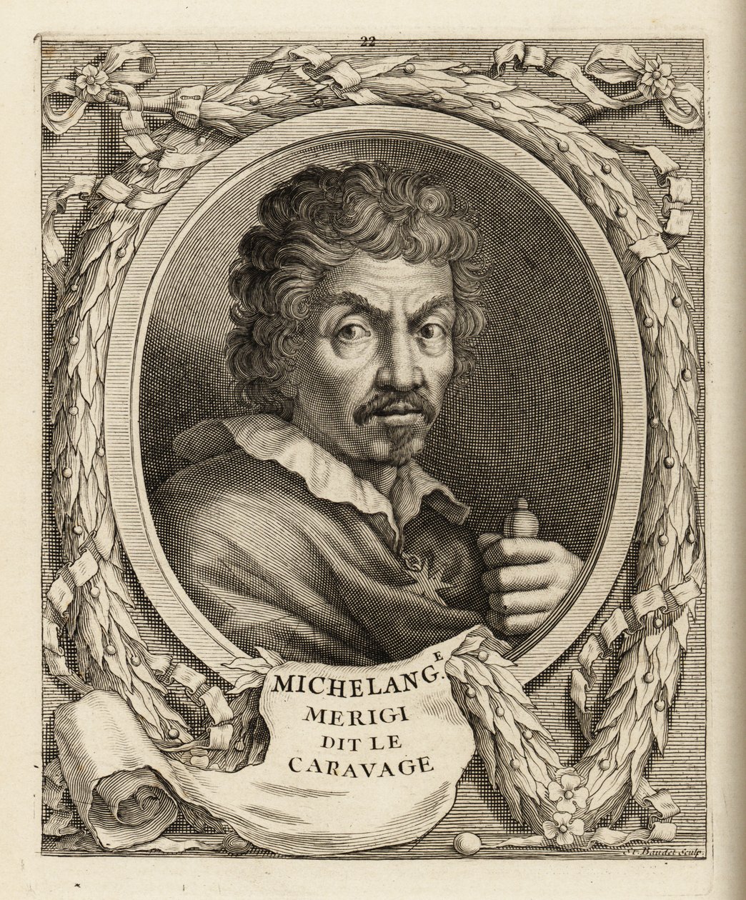 Retrato de Michelangelo Merisi da Caravaggio, pintor italiano de Etienne Baudet