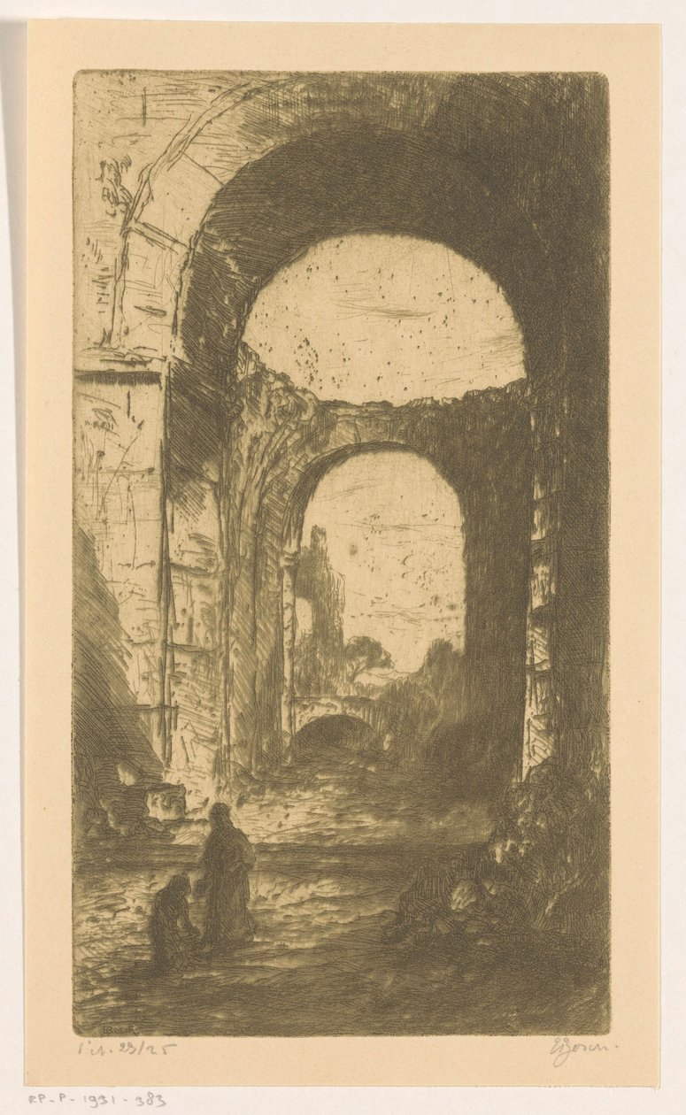 Ruínas palatinas em Roma (título original sobre o objecto) de Etienne Bosch (signed by artist)