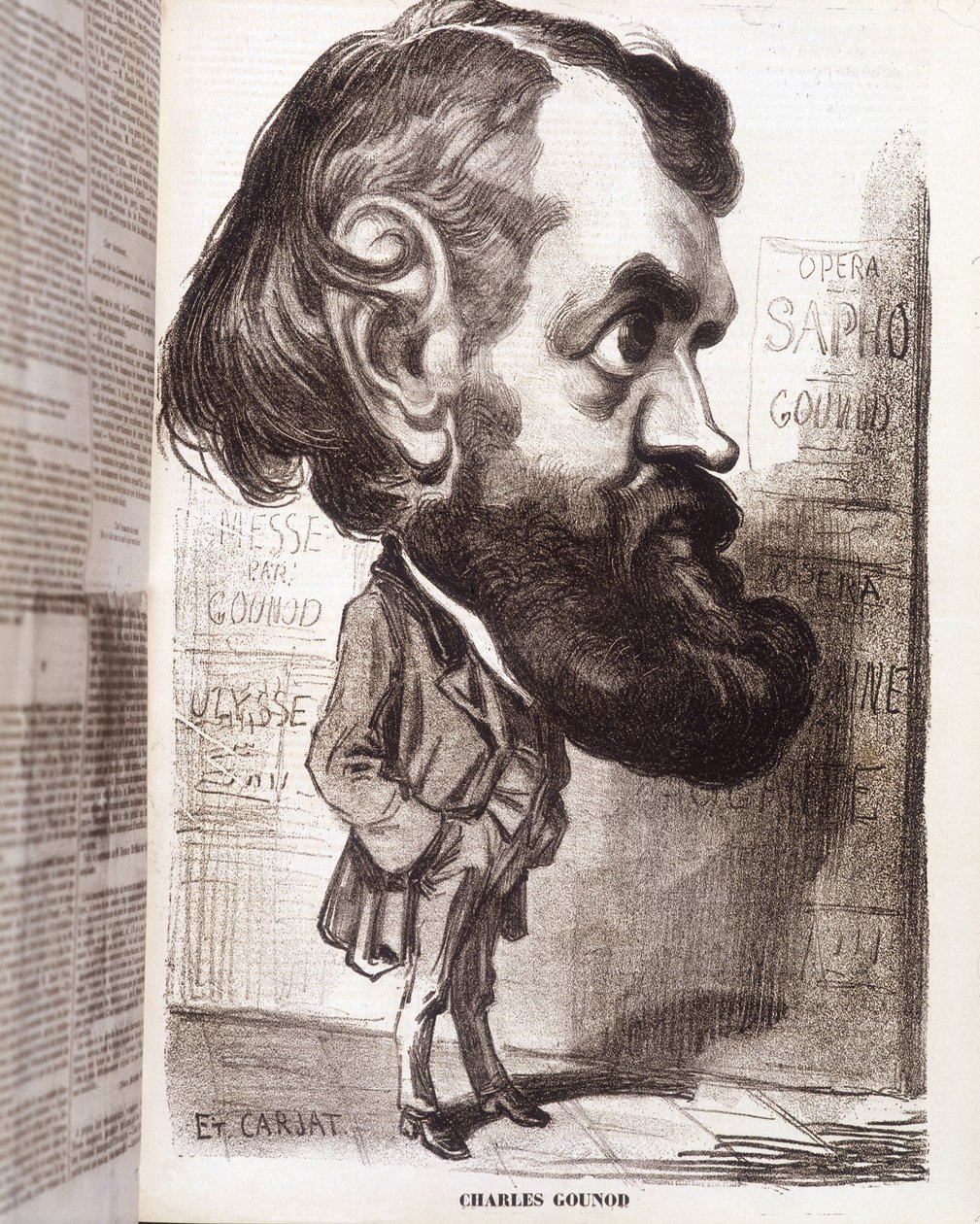 Caricatura do compositor Charles Gounod (1818-1893) por Etienne Carjat, no século XIX. de Etienne Carjat