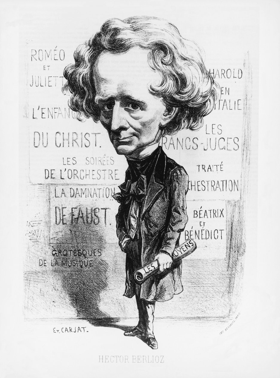 França, Paris, Caricatura do compositor Hector Berlioz (1803 - 1869) de Etienne Carjat