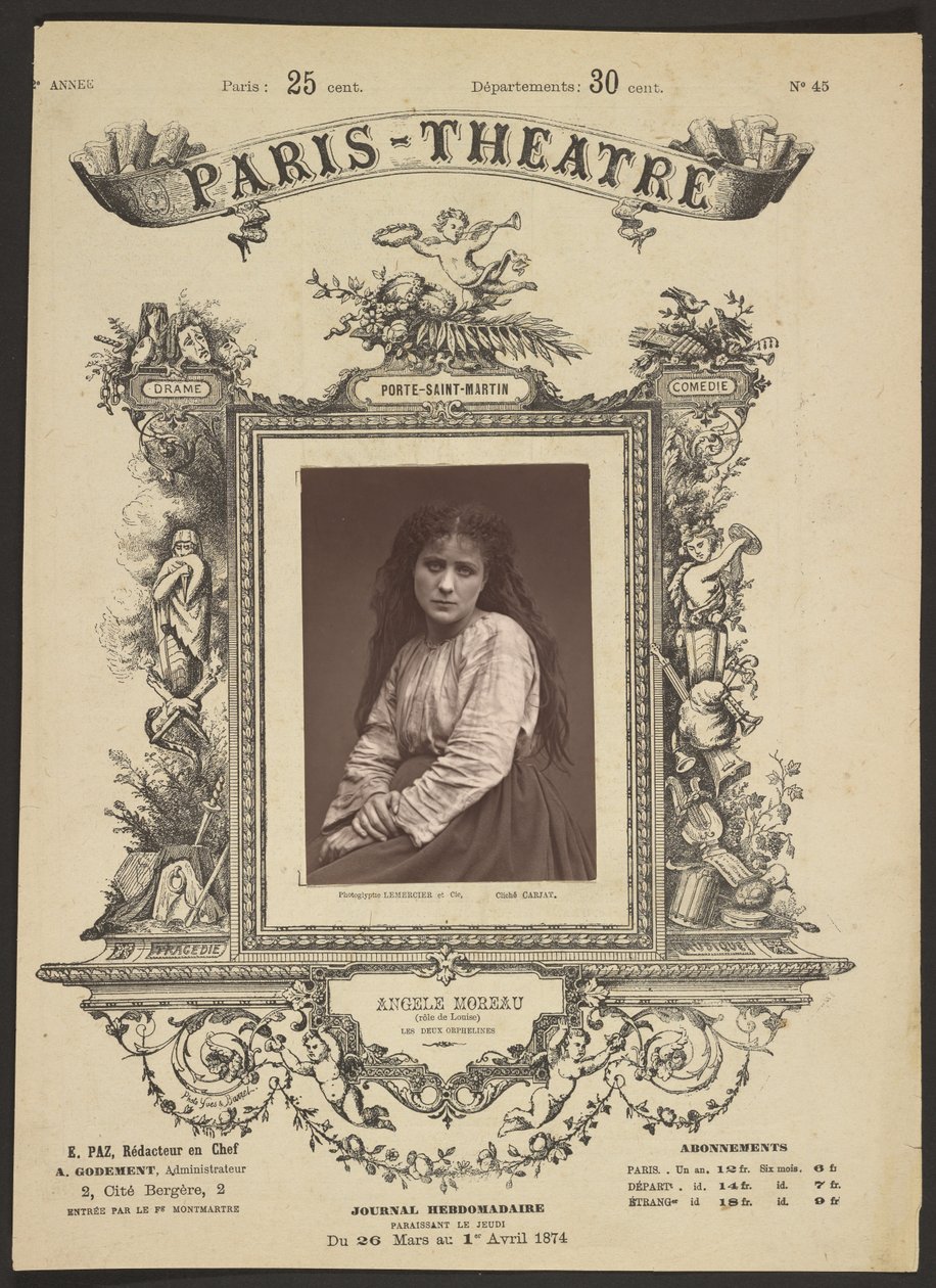Teatro de Paris: Angele Moreau de Etienne Carjat