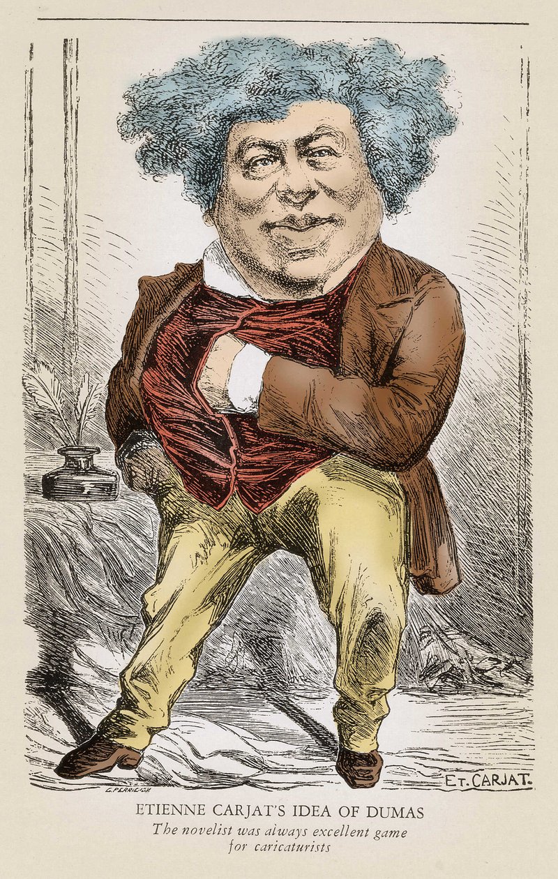 Retrato de Alexandre DUMAS (1803-1870) pai: caricatura de Etienne Carjat. de Etienne Carjat
