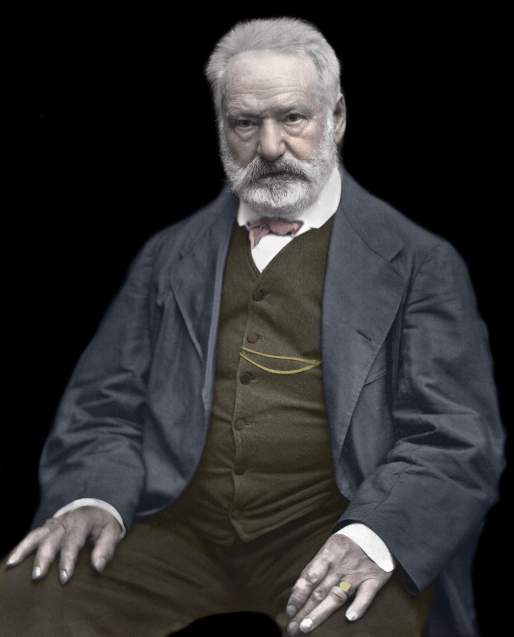 Retrato de Victor Hugo (1802-1885), escritor e poeta francês, Colorização numa fotografia de Etienne Carjat (1828-1906) - Victor Hugo (1802-1885). Escritor e poeta inglês. ca. 1870. Fotografia colorida. de Etienne Carjat