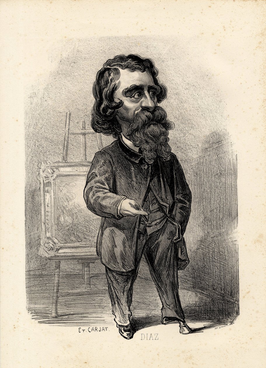 Folha voadora - Ilustração de Etienne Carjat (1826-1906): Arte - Pintores artistas, Diaz Narcisse Diaz de la Pena (1807-1876) de Etienne Carjat