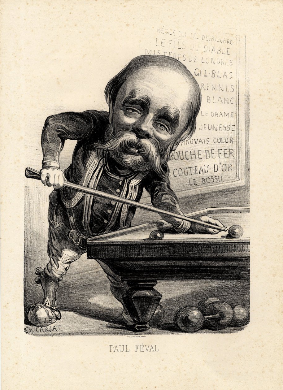 Folha voadora - Ilustração de Etienne Carjat (1826-1906): Bilhares - Feval Paul (1816-1887) de Etienne Carjat