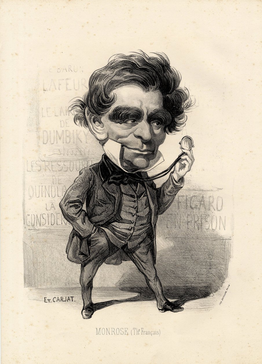 Folha voadora - Ilustração de Etienne Carjat (1826-1906): Teatro - Monrose Antoine-Martial Louis Barizain, Louis Monrose (1811-1883) de Etienne Carjat