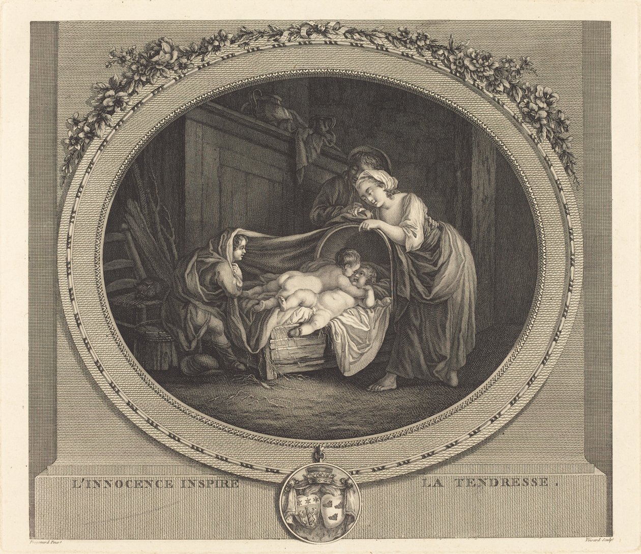 A inocência inspira ternura de Etienne Claude Voysard after Jean Honoré Fragonard