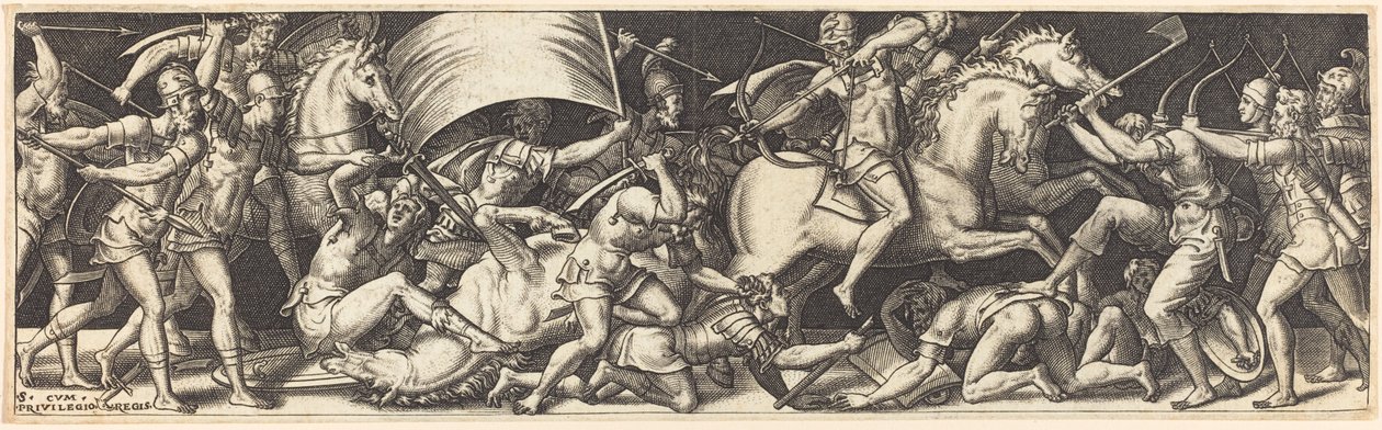 Batalha de Cavaleiros e Soldados de Infantaria de Etienne Delaune