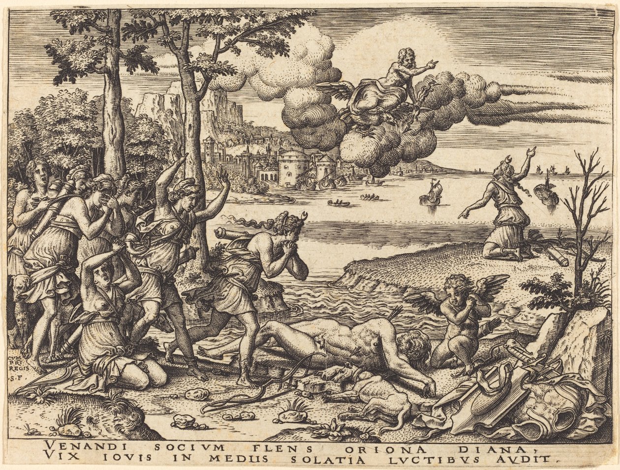Diana lamentando a morte de Orion de Etienne Delaune