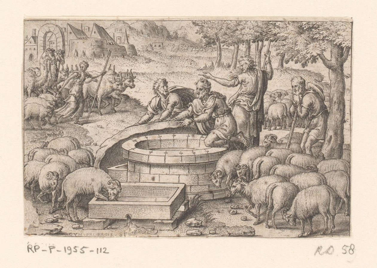 Jacob levanta a pedra do poço
Histoire de la Genèse (título da série) de Etienne Delaune