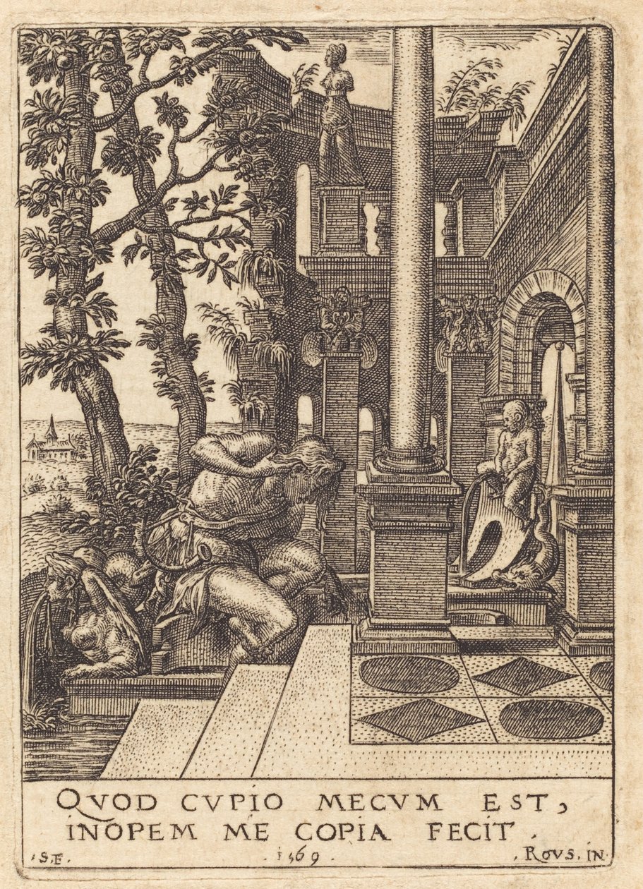 Narciso na fonte de Etienne Delaune after Rosso Fiorentino