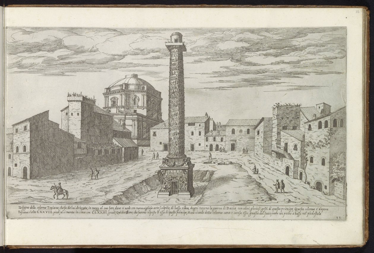 Fórum de Trajano com a Coluna de Trajano em Roma Edifícios antigos (título da série) I vestigi dell