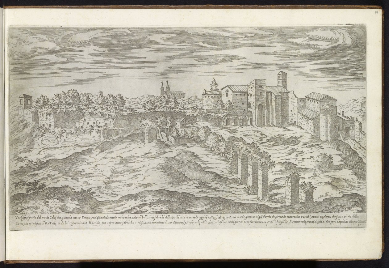 Monte Célio em Roma Bouwwerken uit de oudheid (título da série) Os vestígios da antiguidade de Roma coletados e retratos em perspectiva de Stefano Du Perac Parisino (título da série no objeto) de Etienne Duperac