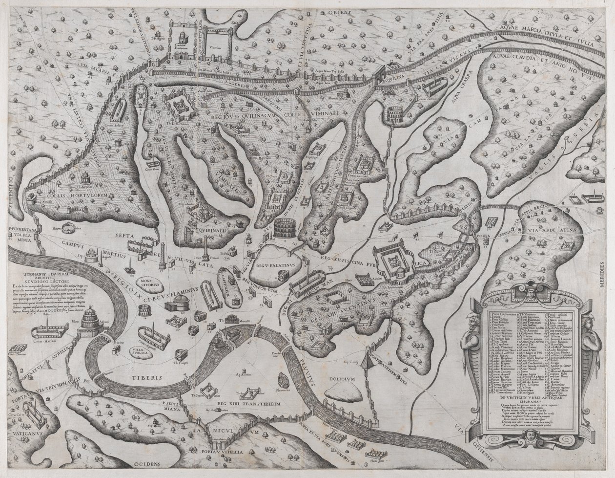 Espelho da Magnificência Romana: Roma Antiga e suas Colinas, do Oeste, 1573., 1573 de Etienne Duperac