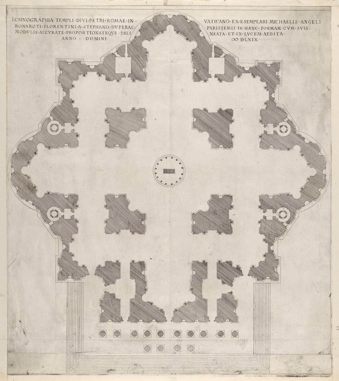 Vidro romano magnífico: Plano de St. PETERS, 1569. de Etienne Duperac