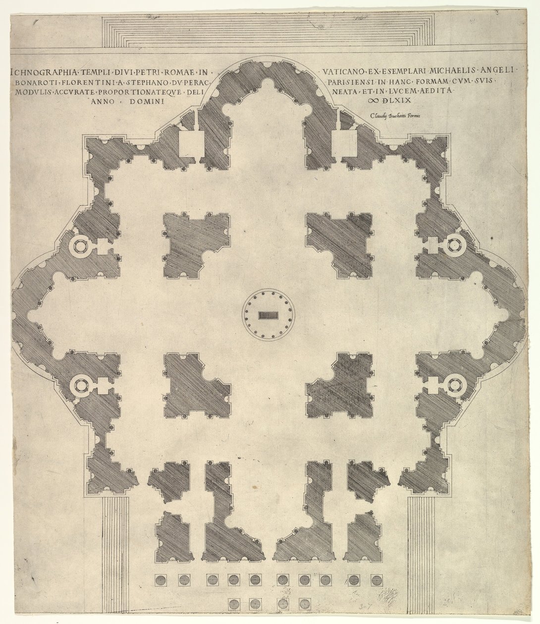 Vidro romano magnífico: Plano de St. PETERS, 1569. de Etienne Duperac