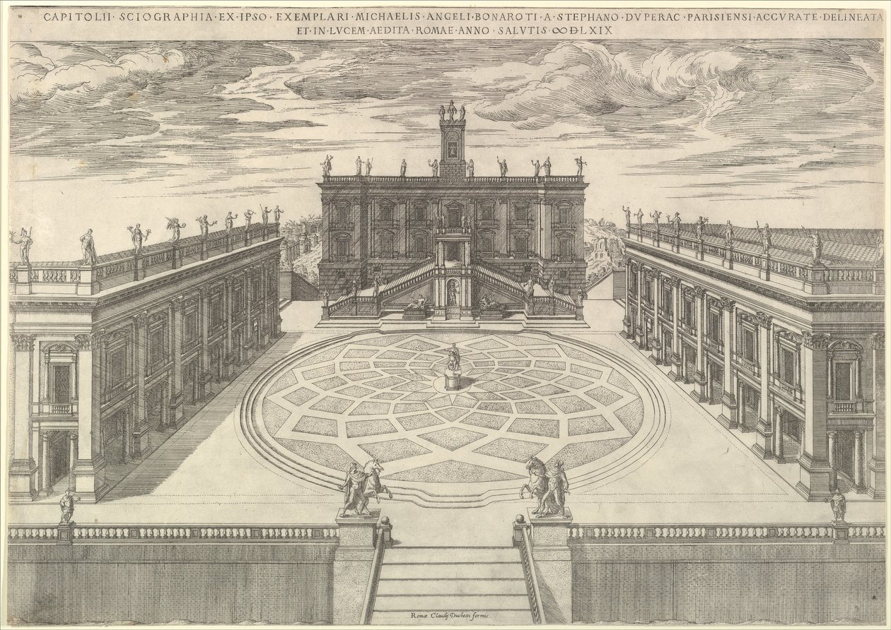 Vidro romano Vista magnífica do Capitólio romano, 1569. de Etienne Duperac