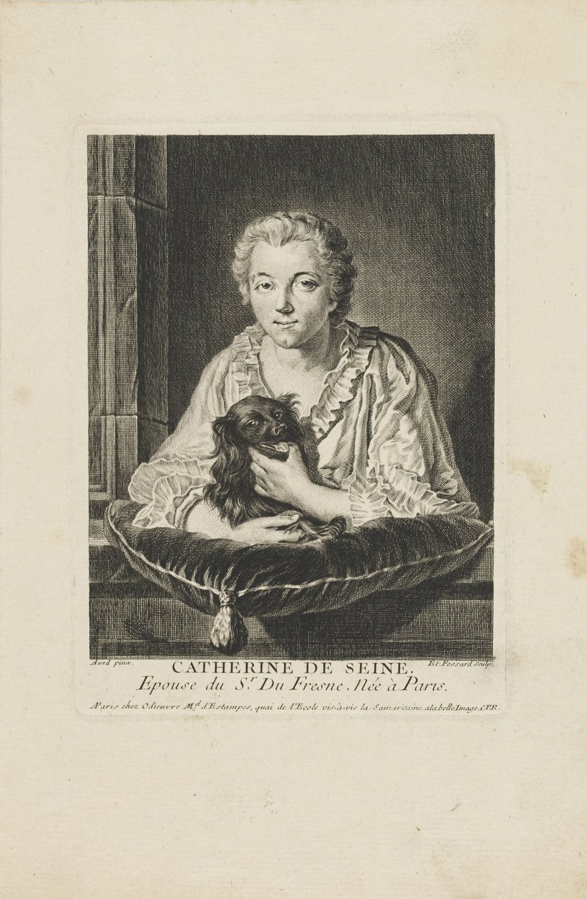 Retrato da atriz Madame Quinault-Dufresne 1705-1767 , c. 1750. de Etienne Fessard