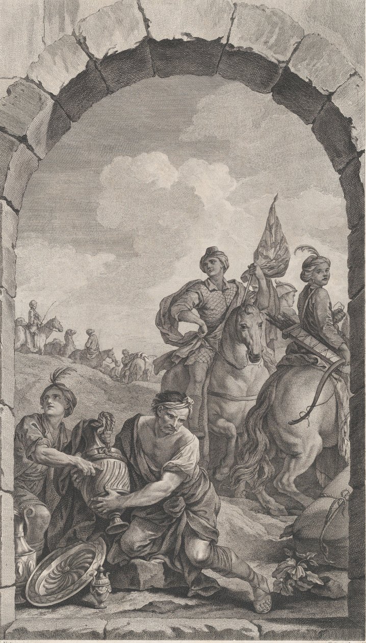 A Capela dos Foundlings em Paris: The Suite of the Magi: Cavaliers, 1756. de Etienne Fessard
