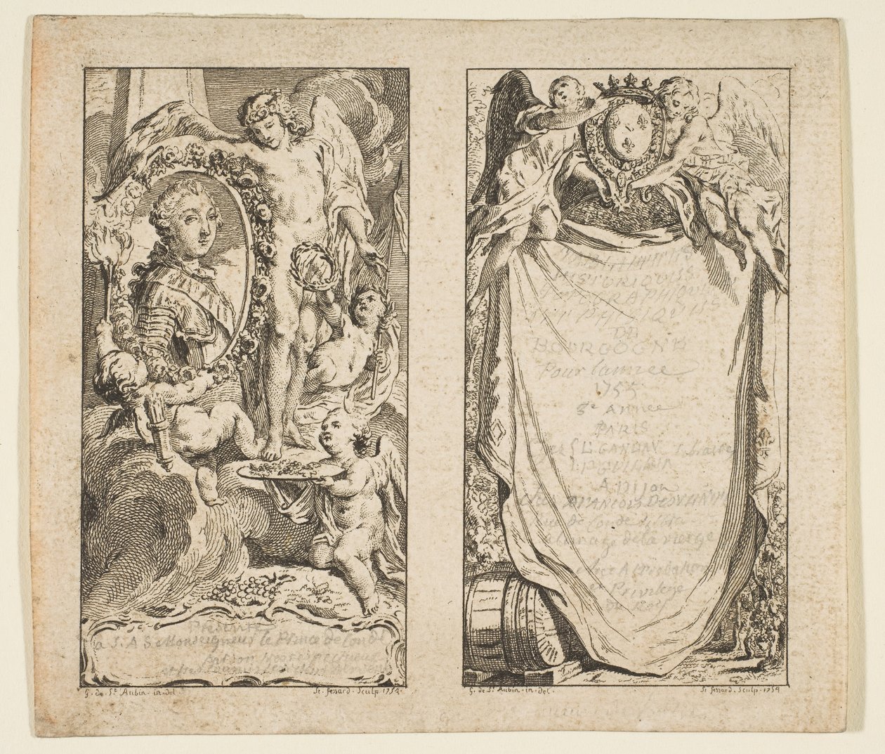 Vinhetas para as Tábuas Históricas, Topográficas e Físicas da Borgonha, 1755. de Etienne Fessard