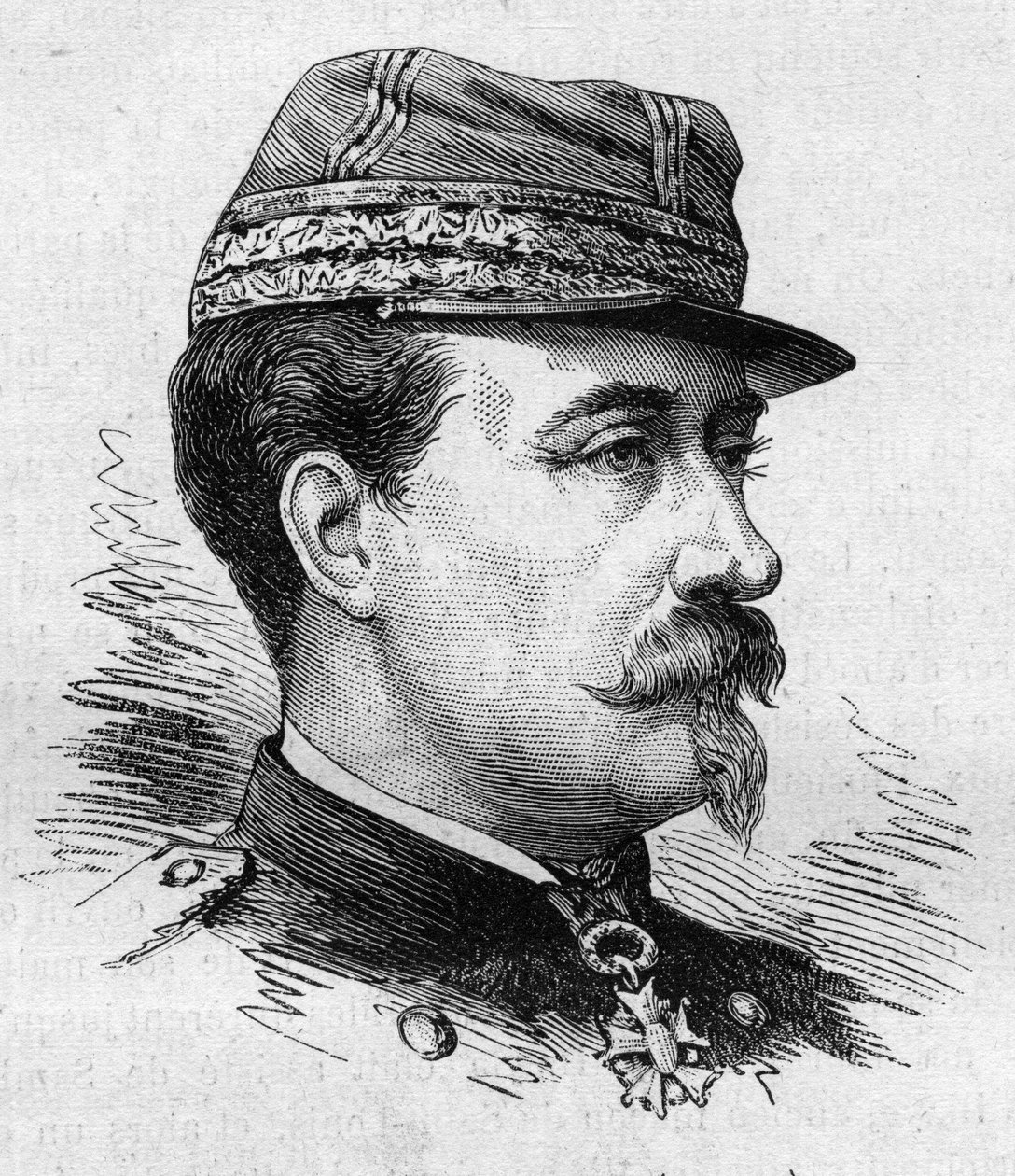 Pelo general Jean Baptiste Marie Edouard Campenon (1819-1890), soldado e político francês. Gravura de Bocour em "Le Monde Illustré" n°1287 de 26 de novembro de Etienne Gabriel Bocourt
