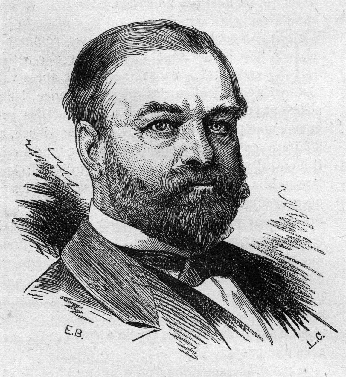 Retrato de Adolphe Cochery (1819 -1900), político francês. Gravura de Bocour em "Le Monde Illustré" n°1287 de 26 de novembro de Etienne Gabriel Bocourt