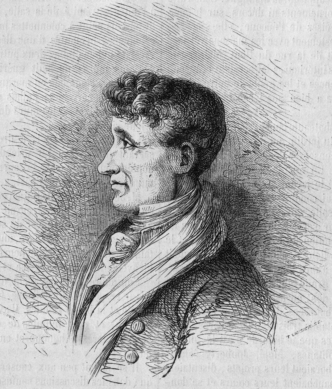 Retrato de Joseph Joubert (1754-1824), escritor francês. Gravura de Bocour em "Le Magasin pitoresco" (Le Magasin pitoresco) de Etienne Gabriel Bocourt