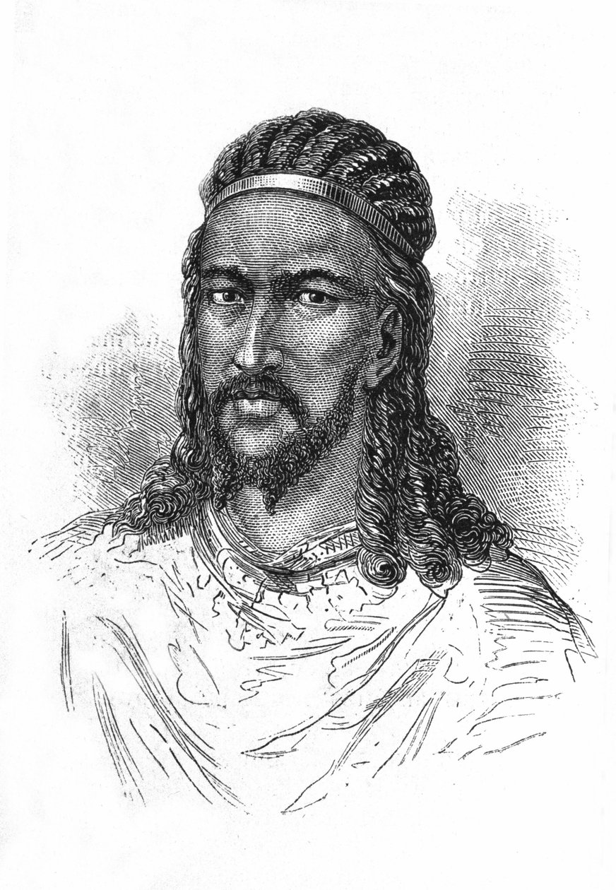 Retrato do Imperador (ras) Theodoros da Abissínia. de Etienne Gabriel Bocourt