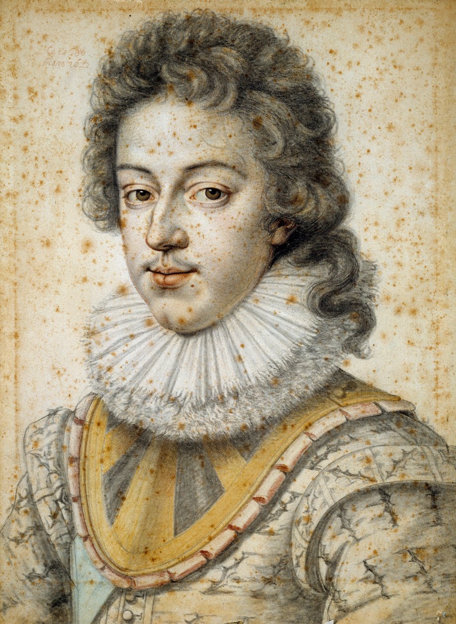 Retrato de Luís XIII tem 21 anos (1601 - 1643). Pintura de Etienne Dumonstier II (1520-1603) de Etienne II Dumonstier