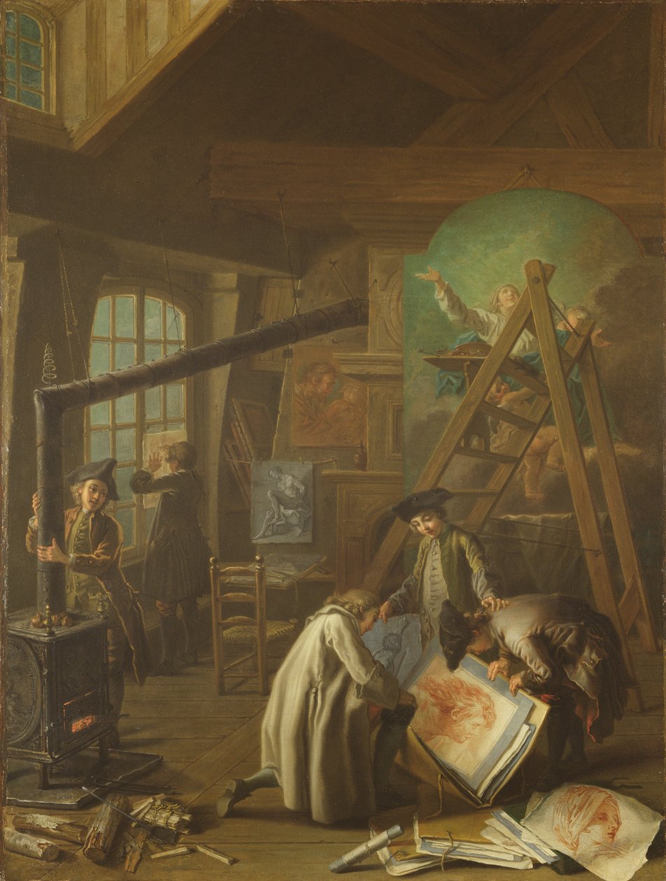 Interior de um atelier de artista de Étienne Jeaurat