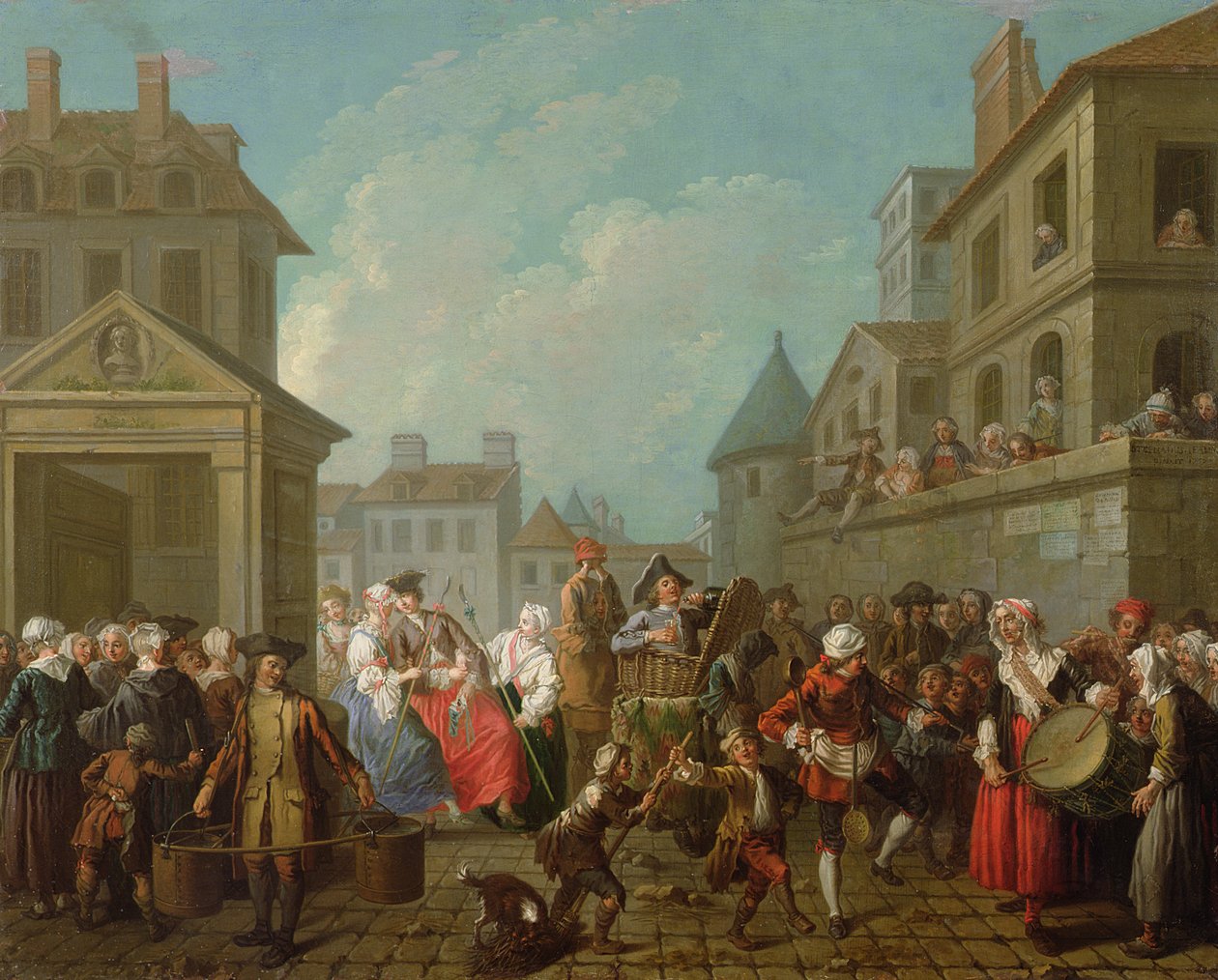 Carnaval de rua em Paris, 1757 de Étienne Jeaurat