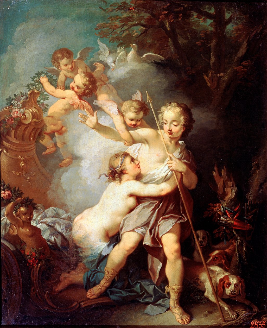Vênus e Adônis, década de 1750. de Étienne Jeaurat