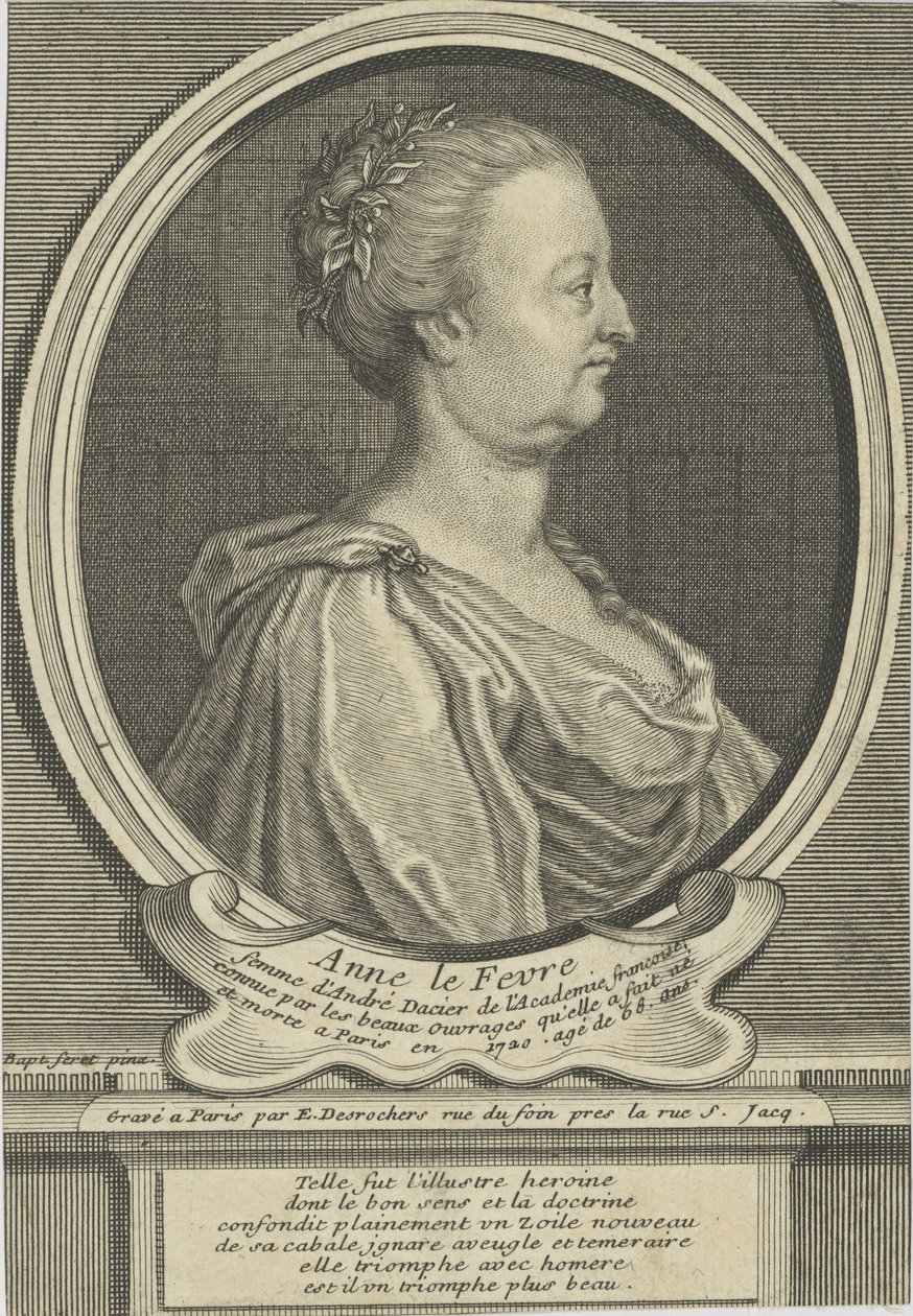 Retrato de Anne Dacier née Le Fèvre 1647-1720, ca 1720. de Etienne Jehandier Desrochers